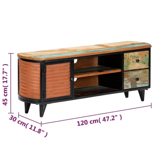 TV-bänk 120x30x45 cm massivt återvunnet trä