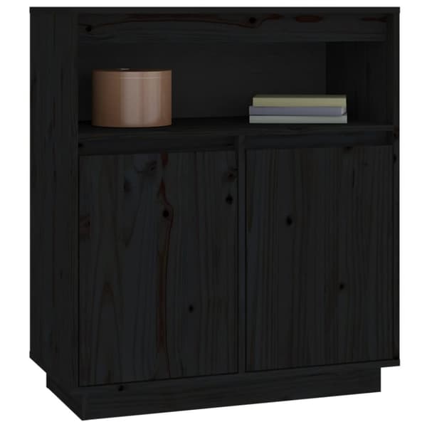 skænk 70x34x80 cm massivt fyrretræ sort