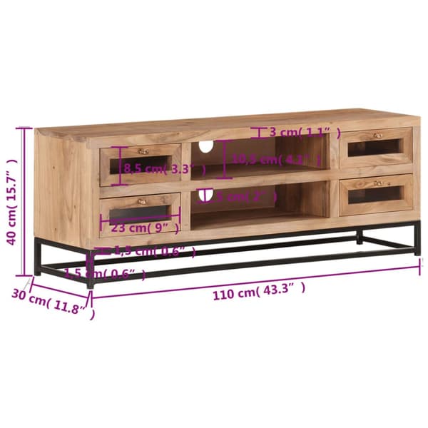TV-bänk 110x30x40 cm massiv akacia