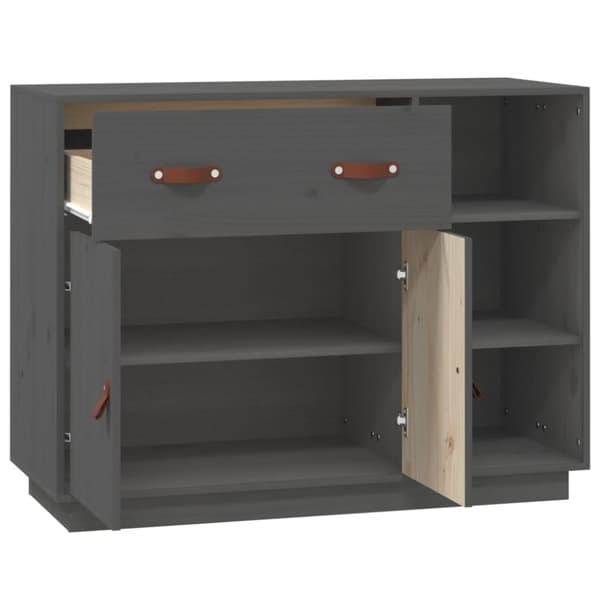 skænk 98,5x40x75 cm massivt fyrretræ Grå