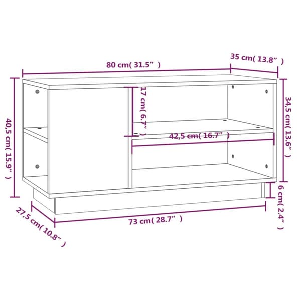 tv-bord 80x35x40,5 cm massivt fyrretræ gyldenbrun