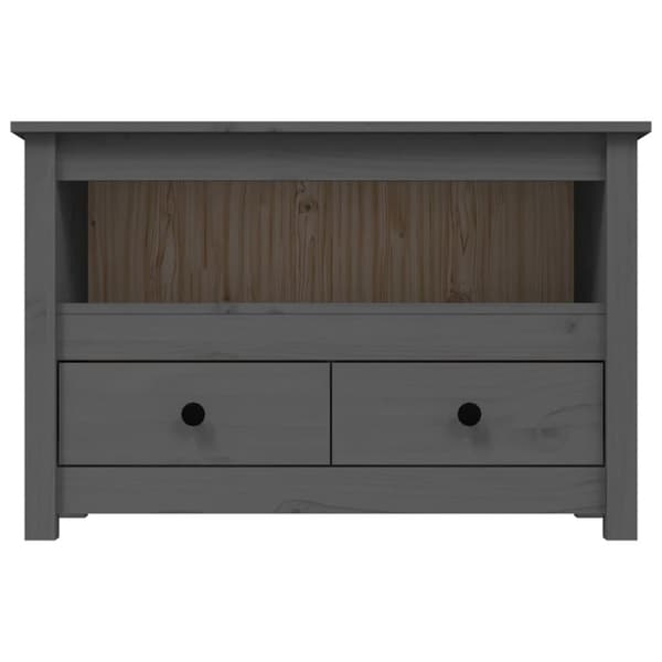 tv-bord 79x35x52 cm massivt fyrretræ grå