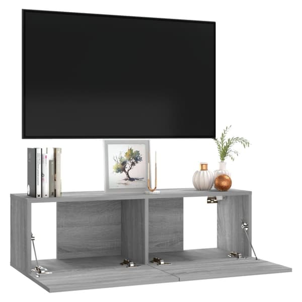 Tv-bänk för vägg grå sonoma 100x30x30 cm konstruerat trä