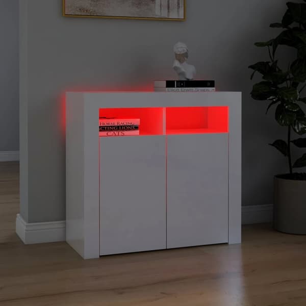 Senkki LED-valoilla korkeakiilto valkoinen 80x35x75 cm