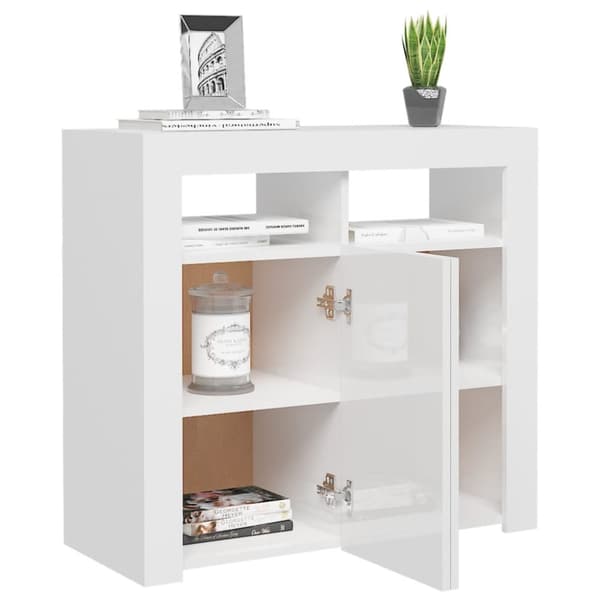 Senkki LED-valoilla korkeakiilto valkoinen 80x35x75 cm