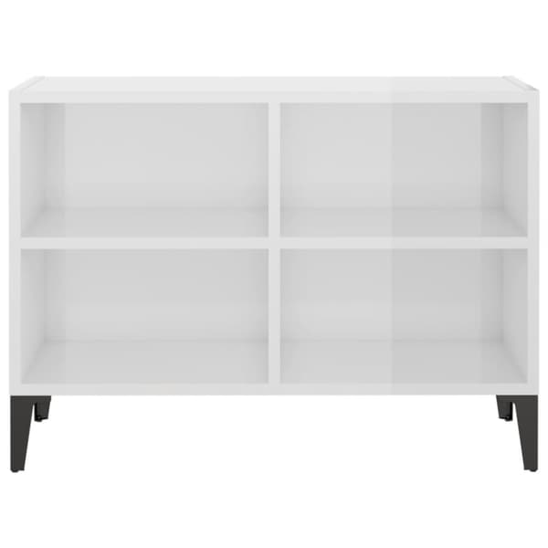 tv-skab med metalben 69,5x30x50 cm hvid højglans