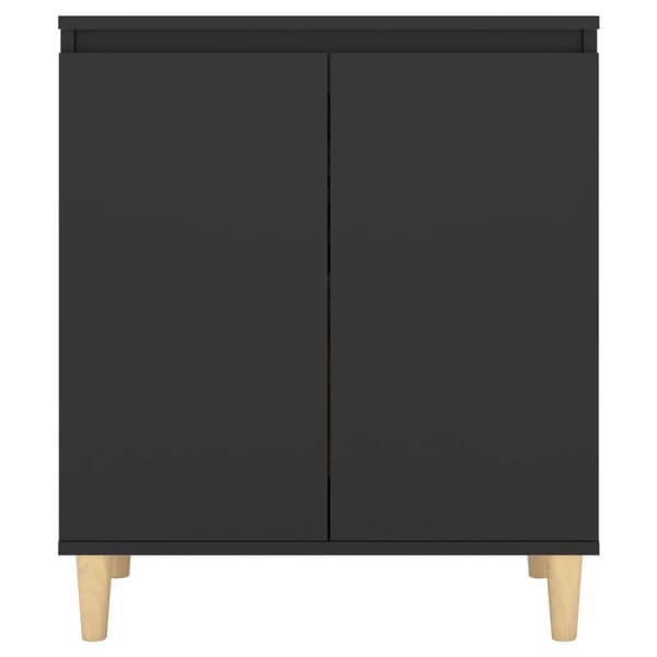 Skänk massiva träben svart 60x35x70 cm konstruerat trä