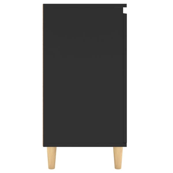 Skänk massiva träben svart 60x35x70 cm konstruerat trä