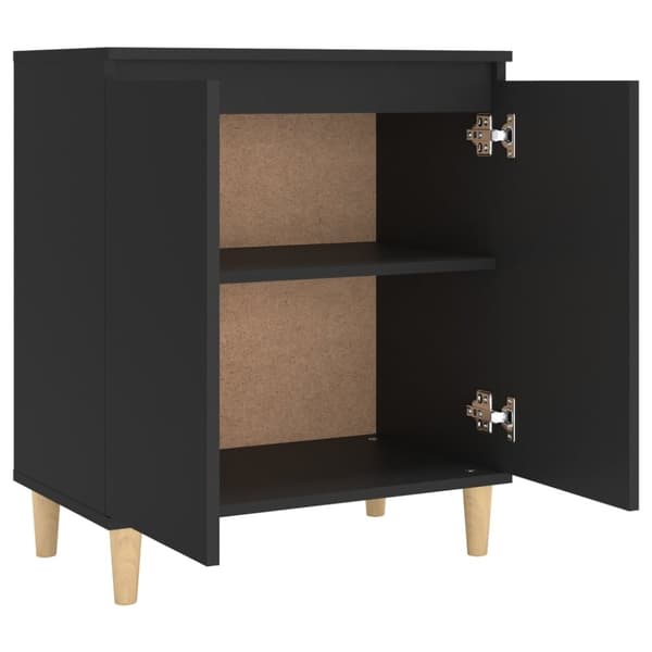 Skänk massiva träben svart 60x35x70 cm konstruerat trä