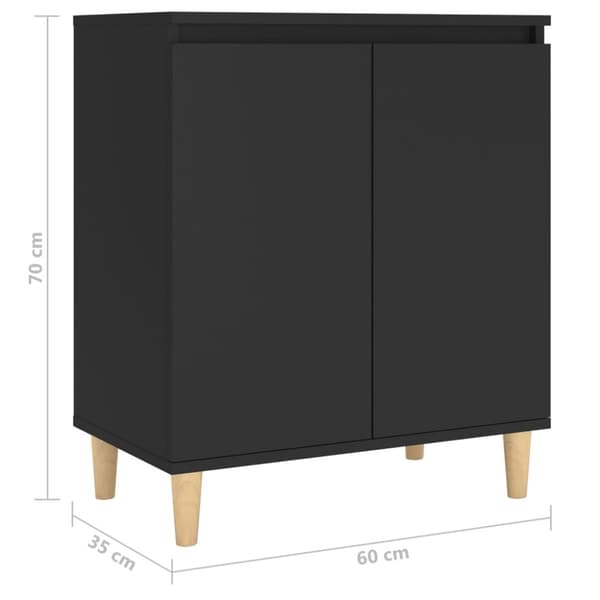 Skänk massiva träben svart 60x35x70 cm konstruerat trä