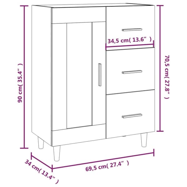 Skåp vit 69,5x34x90 cm konstruerat trä