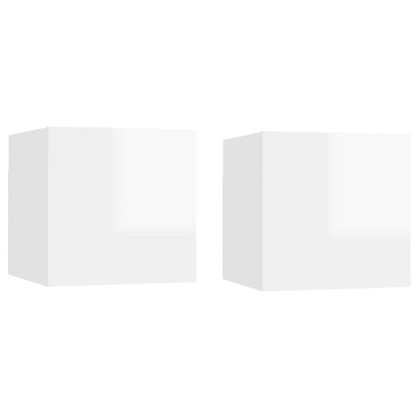 væghængte tv-skabe 2 stk. 30,5x30x30 cm hvid højglans