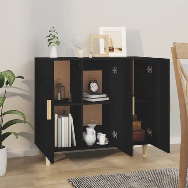 skab 90x34x80 cm konstrueret træ sort