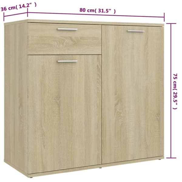 Skänk sonoma-ek 160x36x75 cm konstruerat trä