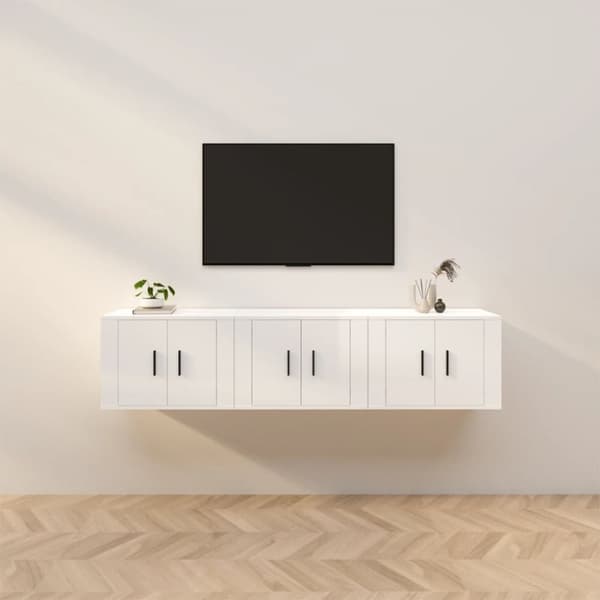 væghængte tv-skabe 3 stk. 57x34,5x40 cm hvid højglans