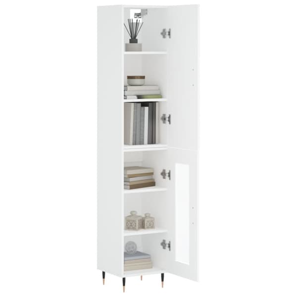 Högskåp vit 34,5x34x180 cm konstruerat trä