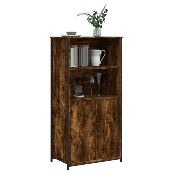 højskab 62x36x121,5 cm konstrueret træ røget egetræsfarve