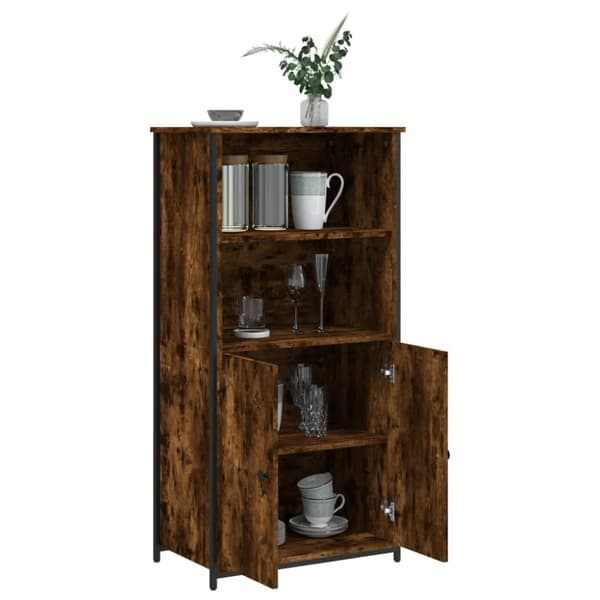 højskab 62x36x121,5 cm konstrueret træ røget egetræsfarve