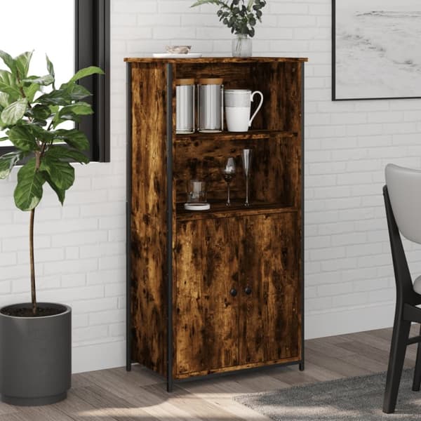 højskab 62x36x121,5 cm konstrueret træ røget egetræsfarve
