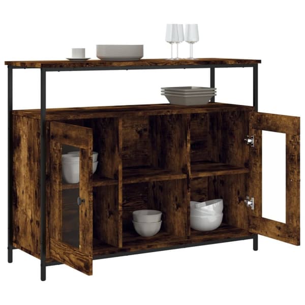 skænk 100x35x80 cm konstrueret træ røget egetræsfarve