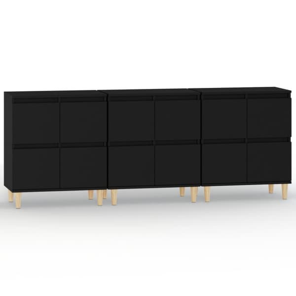 skænke 3 stk. 60x35x70 cm konstrueret træ sort