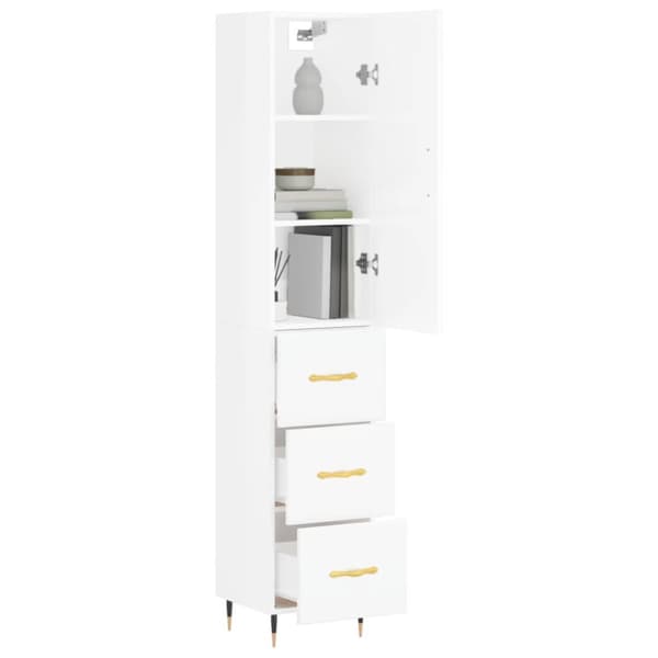 skab 34,5x34x180 cm konstrueret træ hvid højglans