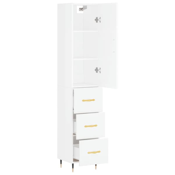 skab 34,5x34x180 cm konstrueret træ hvid højglans