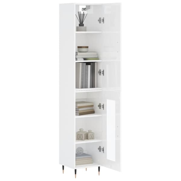 skab 34,5x34x180 cm konstrueret træ hvid højglans