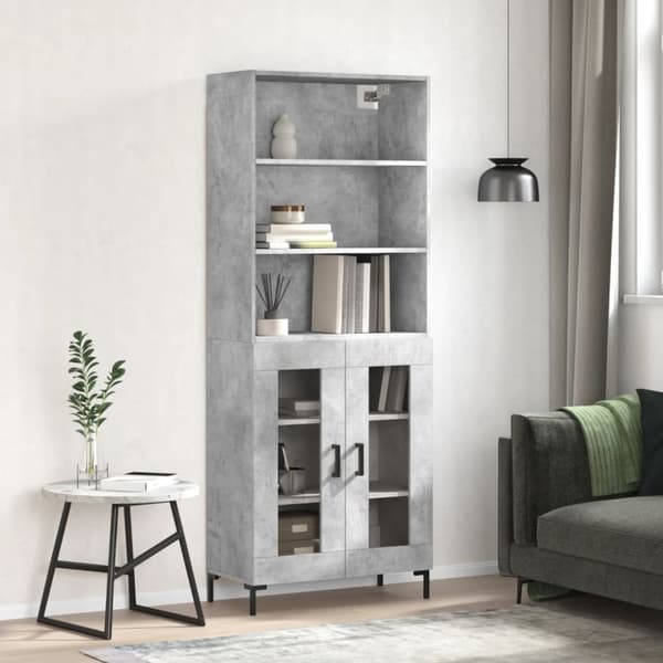 højskab 69,5x34x180 cm konstrueret træ betongrå