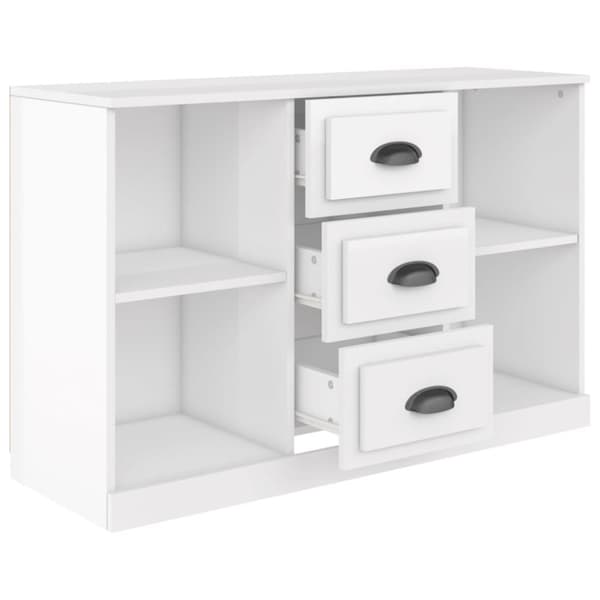 skænk 104,5x35,5x67,5 cm konstrueret træ hvid højglans