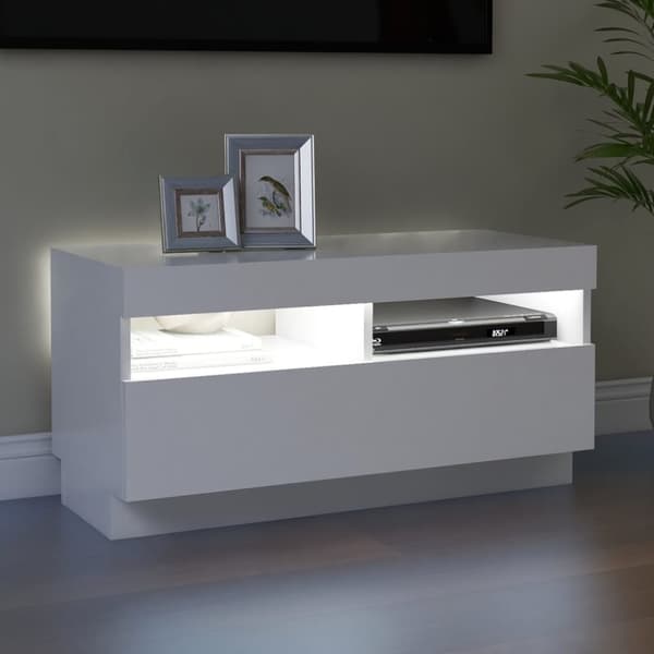 tv-skab med LED-lys 80x35x40 cm hvid