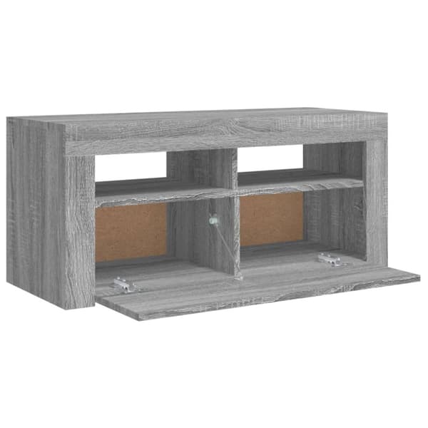 Tv-bänk med LED-belysning grå sonoma 90x35x40 cm