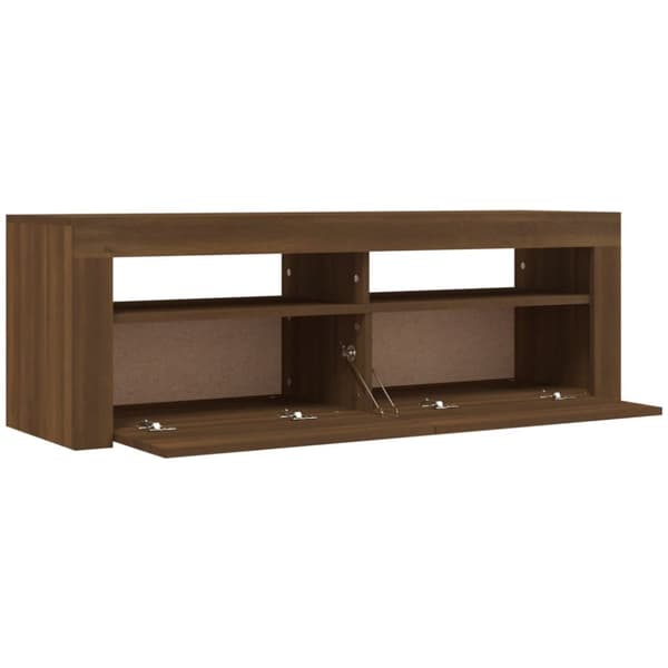tv-bord med LED-lys 120x35x40 cm brun egetræsfarve