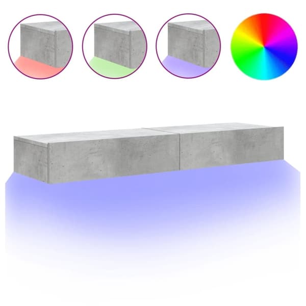 TV-bänk med LED-belysning 2 delar betonggrå 60x35x15,5 cm