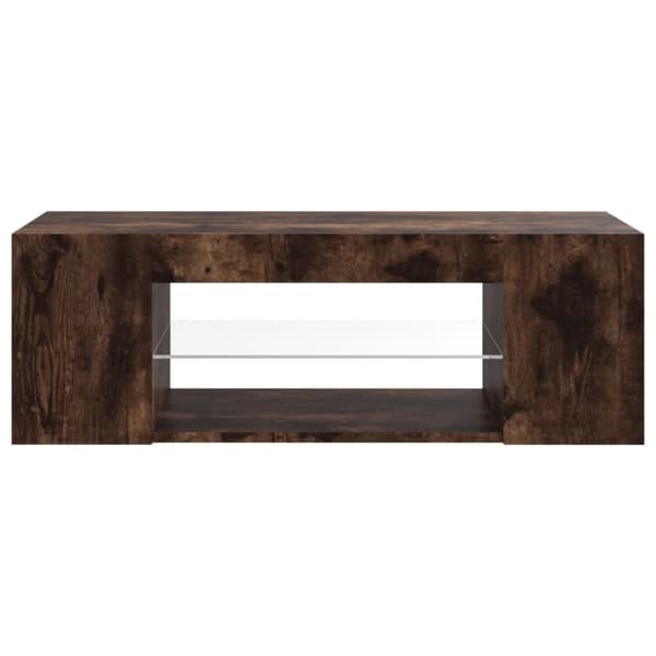 Tv-bänk med LED-belysning rökfärgad ek 90x39x30 cm