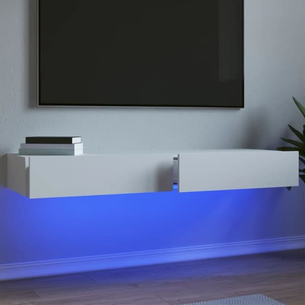 TV-tasot LED-valoilla 2 kpl valkoinen 60x35x15,5 cm