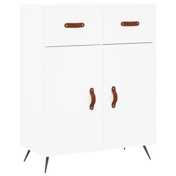 Högskåp vit 69,5x34x180 cm konstruerat trä