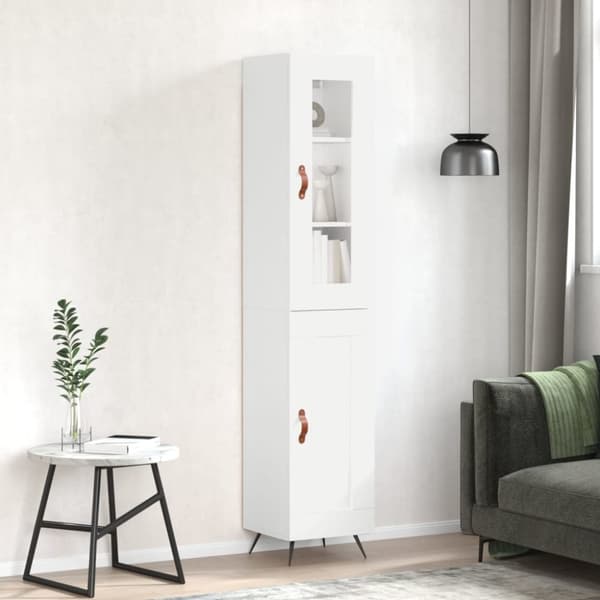 Högskåp vit 34,5x34x180 cm konstruerat trä