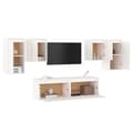 Miniatyrbild 4 av 10: Tv-bänk 6 st vit massiv furu