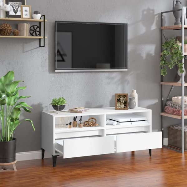Tv-bänk vit 100x34,5x44,5 cm konstruerat trä