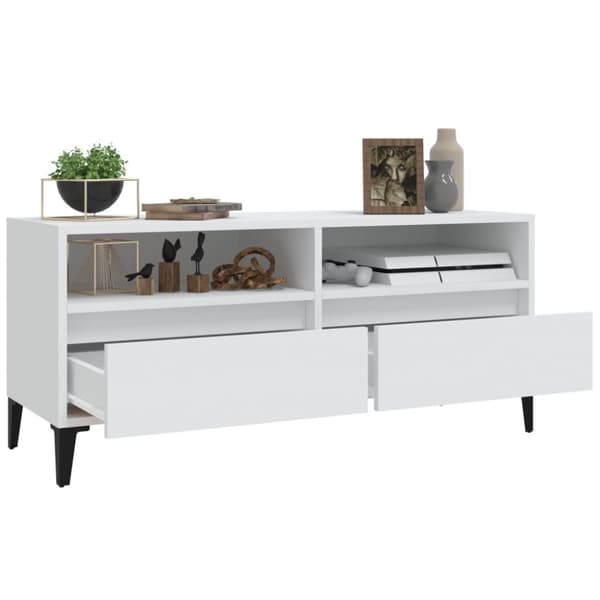 Tv-bänk vit 100x34,5x44,5 cm konstruerat trä