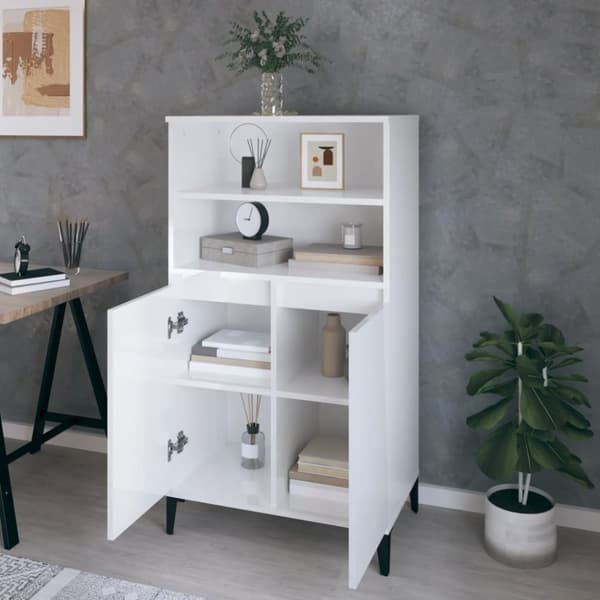 skab 60x36x110 cm konstrueret træ hvid højglans