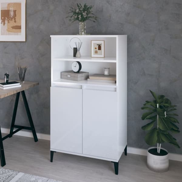 skab 60x36x110 cm konstrueret træ hvid højglans