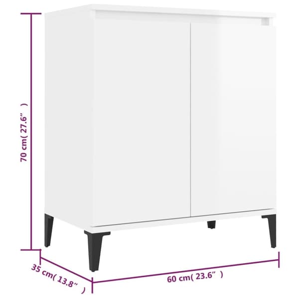 skænk 60x35x70 cm konstrueret træ hvid højglans