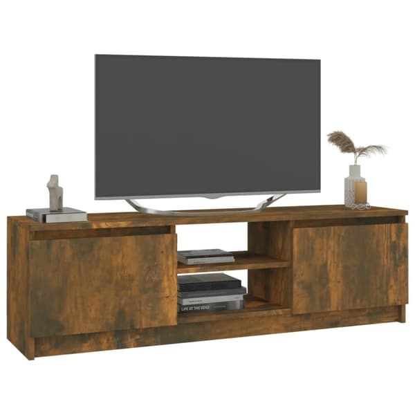 tv-bord 120x30x35,5 cm konstrueret træ røget egetræsfinish
