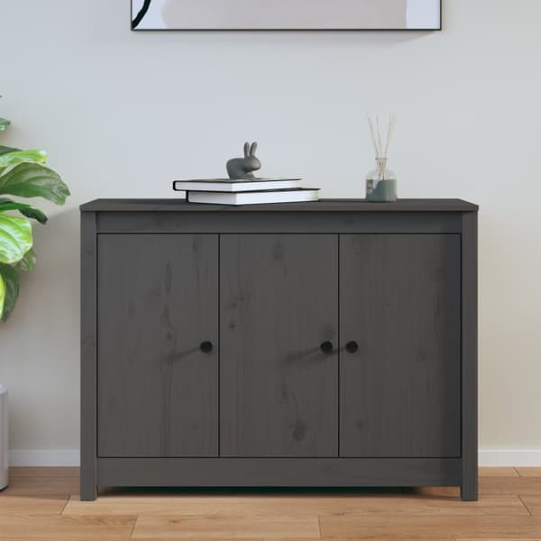 skænk 100x35x74 cm massivt fyrretræ grå
