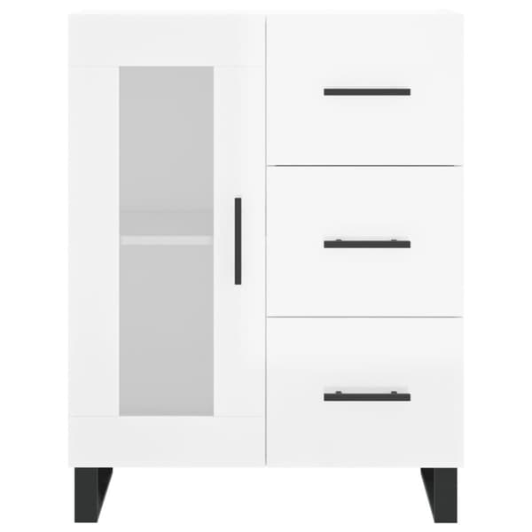 skænk 69,5x34x90 cm konstrueret træ hvid højglans