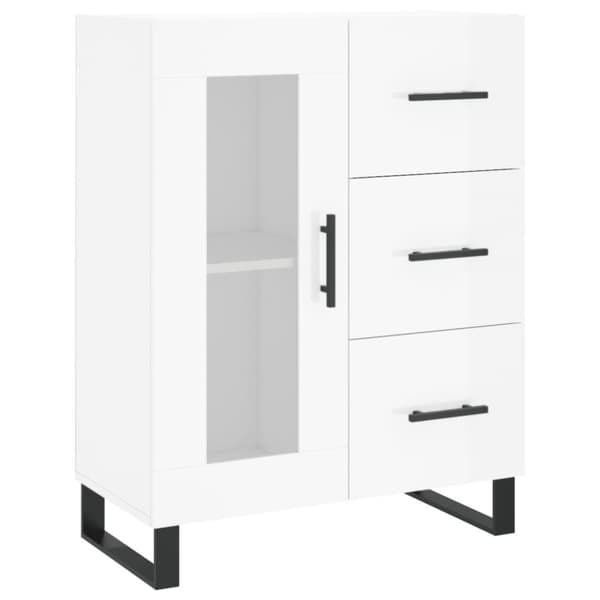 skænk 69,5x34x90 cm konstrueret træ hvid højglans