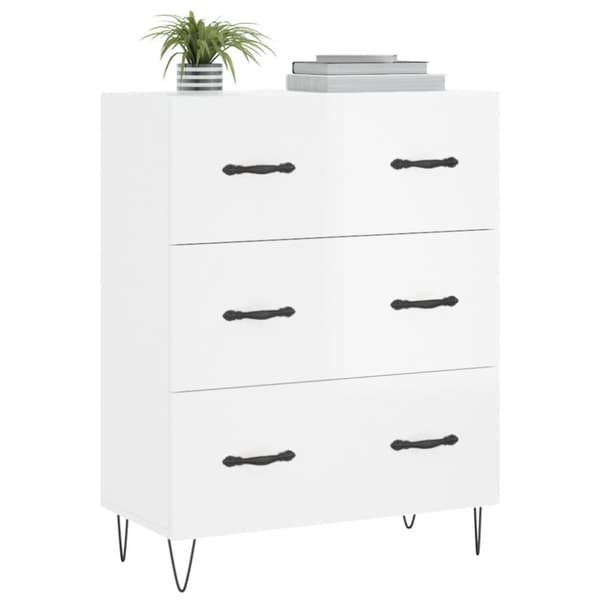 skænk 69,5x34x90 cm konstrueret træ hvid højglans