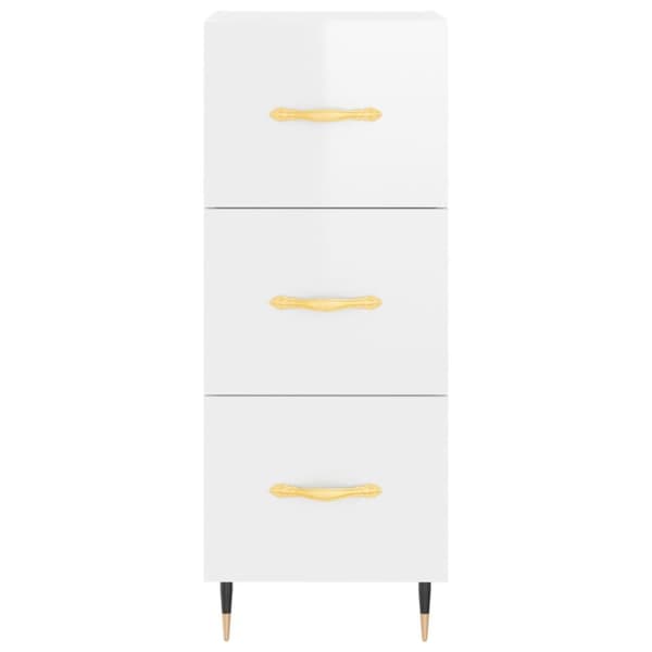skænk 34,5x34x90 cm konstrueret træ hvid højglans
